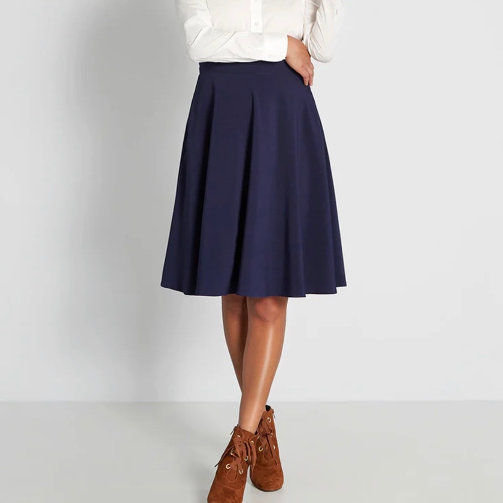 NWOT pleated midi skater skirt